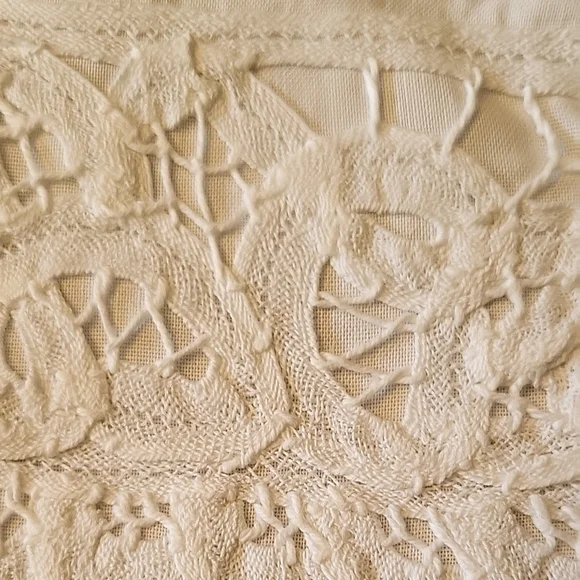 Elegant White Cotton Battenburg Christmas Stocking, Ready for Crafting! 12" - Picture 6 of 11